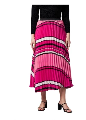 Generic Women's Satin Pleated Elasticated Skirt (Pink)