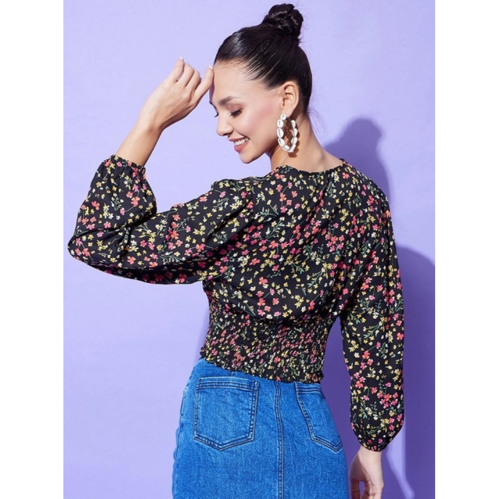 Generic Women's Polyester Floral Long Sleeves Top (Multicolor) - Image 3