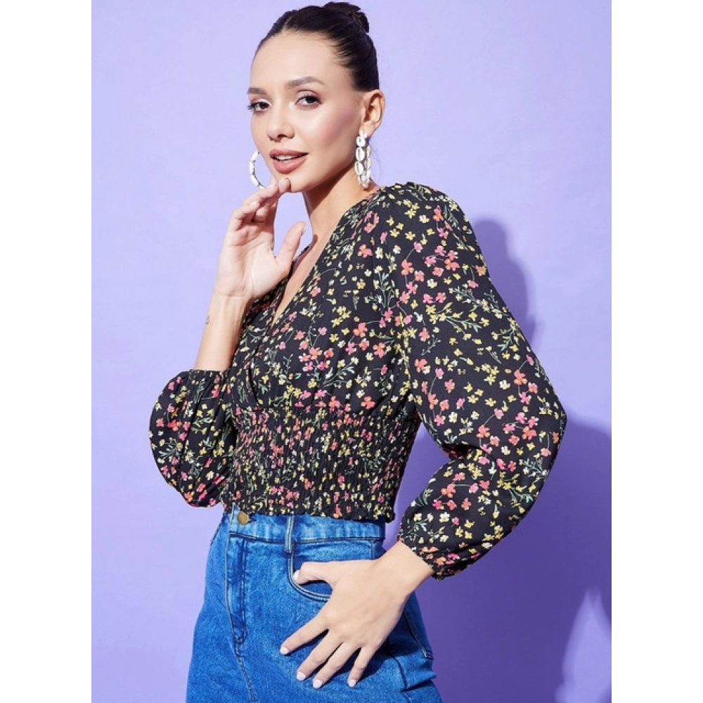 Generic Women's Polyester Floral Long Sleeves Top (Multicolor) - Image 4