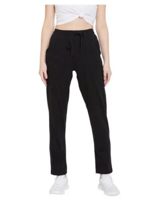 Generic Women's Cotton Solid Elasticated Track Pants (Black)