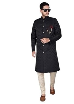Men’s Ethnic Wear Black Traditional Indo Western Set (L Size) – Stylish Kurta and Dhoti with Elegant Design, Ideal for Festive Occasions and Special Events, Comfortable and Trendy Fit